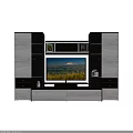 Modern Black And White TV Stand With Storage Drawers And Decorative Shelves
