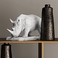 Modern Display Shelf With Wooden And Metal Frame Holding Decorative Vases Sculptures And Shells