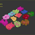 Vibrant Pink Irregular Shaped Objects Arranged On Dark Background Surface