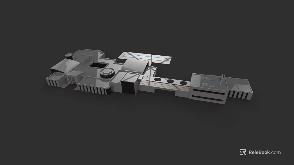 Modern Detached Villa Architectural Design With Geometric Structure And Glass Elements 3d model