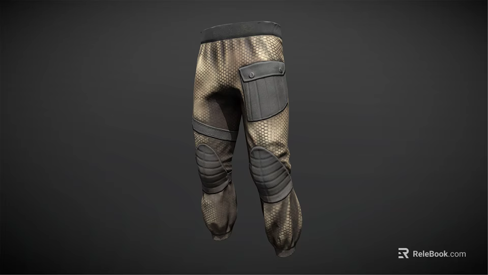 Tactical Patterned Pants With Knee Pads Side Pocket And Mesh Design Details 3d model 