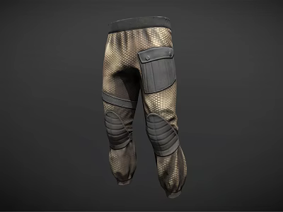 Tactical Patterned Pants With Knee Pads Side Pocket And Mesh Design Details 3d model