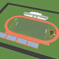 Soccer Field With Running Track Stadium Stands And Basketball Courts