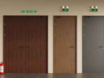 Antique fire door fire door fire equipment emergency light 3d model