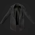 Stylish Black Long Lapel Leather Coat Modern Fashion Outerwear Design