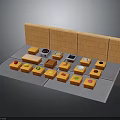 Colorful Mini Desserts With Various Toppings Arranged On Gray Surface Against Brick Wall