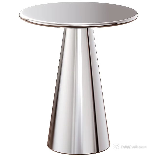 Modern Coffee Table Design With Chrome Conical Base And Round Top 3d model 