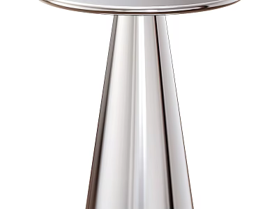 Modern Coffee Table Design With Chrome Conical Base And Round Top 3d model