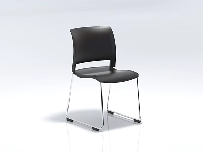 Black Leather Leisure Chair With Modern Minimalist Design And Silver Metal Legs 3d model