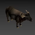 Game Movie Character 3D Model of Buffalo With Green Background and Realistic Details