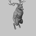 Game Movie Character Deer Human Hybrid With Muscular Build And Antlers On Green Background