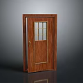 Elegant Classic Wooden Door With Glass Panes And Golden Trim Design