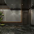 Modern Hotel Lobby Interior Design With Marble Floor Green Plant And Wall Decor
