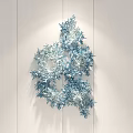 Artistic Blue And White Branch Shaped Wall Decor On White Wooden Wall