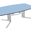 Modern Laboratory Table With Blue Surface And Sturdy Metal Frame