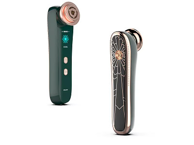 Premium Handheld Medical Beauty Devices Featuring Green Black Design Gold Accents And LED 3d model