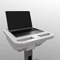 White Mobile Medical Cart With Laptop And Storage Basket On Wheels