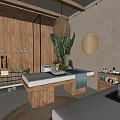 Beauty Hair Salon Relaxing Spa Interior With Wooden Walls Bathtub And Candles