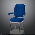 Modern Blue Chair With Armrests White Trim And Metal Legs