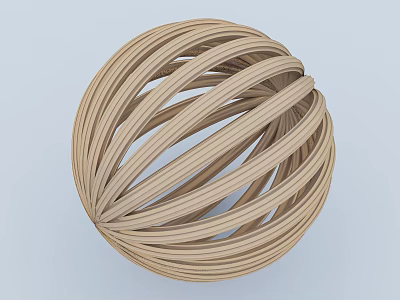 Spherical Wall Decor With Light Wooden Strips Woven Design For Indoor Decoration 3d model
