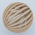 Spherical Wall Decor With Light Wooden Strips Woven Design For Indoor Decoration