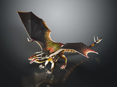 Fantasy Dragon Creature With Colorful Scales And Winged Design Features 3d model