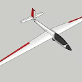 Passenger Airplane With White Body Red Stripes On Wings And Black Nose