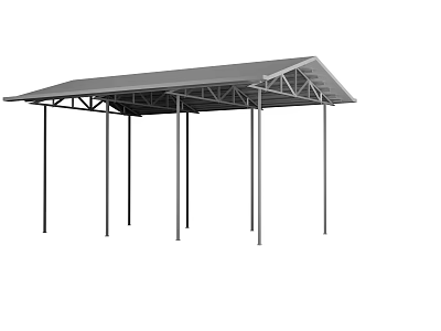 Outdoor Canopy with Metal Frame Multiple Support Poles and Flat Roof Design 3d model