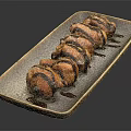 Juicy Grilled Chicken Wings with Sweet Glaze Sauce on Rectangular Ceramic Platter