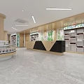 Modern Shopping Mall Retail Store Interior With Counter Shelves Display Areas And Marble Floor