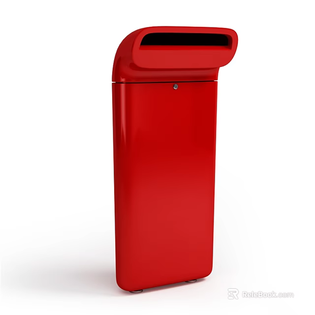 Public Facility Red Trash Bin for Outdoor Urban Waste Management Collection 3d model 