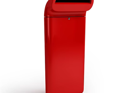 Public Facility Red Trash Bin for Outdoor Urban Waste Management Collection 3d model