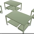 Functional Green Coffee Table With Double Layer Storage And Mobile Wheels 3d model