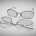 Two Pairs of Stylish Eyeglasses With Metal Frames And Transparent Lenses