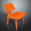 Modern Orange Wooden Chair With Curved Back And Sturdy Legs Design