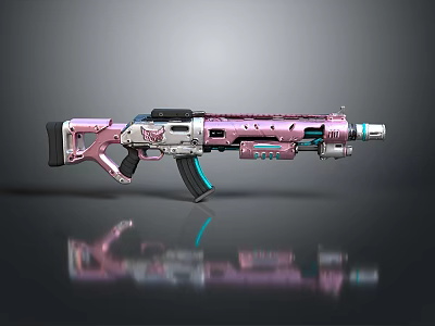 Futuristic Pink And Silver Gun With Blue Tech Details And Sleek Design 3d model
