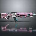 Futuristic Pink And Silver Gun With Blue Tech Details And Sleek Design