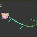 Practical Hardware Tool With Yellow Head Green Pink Logo Black Metal Rod And Curved Hook