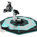 Advanced VR Immersive Platform With Mechanical Arm And Neon Octagonal Base 3d model