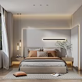Modern Bedroom Interior Design With Bed Pillows Nightstands Pendant Lights Rug And Plants