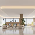 Modern Hospital Outpatient Clinic Open Lobby With Comfortable Sofa Seats Windows Plants And Vending Machines