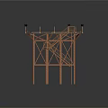 Elevated Wrestling Ring With Orange Metal Frame Staircase Roped Enclosure And Colored Mat Design