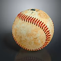 Vintage Worn Baseball Sports Equipment With Red Stitching And Leather Surface