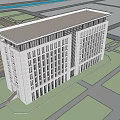 Modern Multi Storey Office Building Exterior With Emblem And Numerous Windows