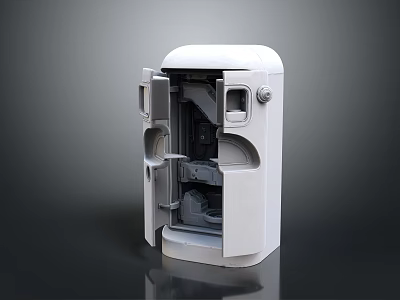 White Equipment Enclosure With Open Design And Internal Storage Structure 3d model