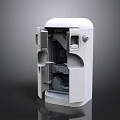 White Equipment Enclosure With Open Design And Internal Storage Structure 3d model