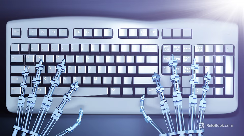 Smart Robotic Arms Precisely Operating On Computer Keyboard For Typing Tasks 3d model