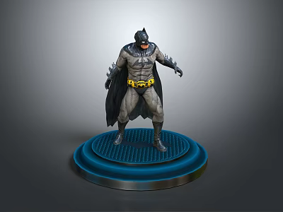 Detailed Batman Action Figure Home Decor Collectible With Blue Base Stand And Intricate Design 3d model