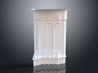 White Decorative Column Featuring Classical Design Ornate Base And Crown Molding Details 3d model