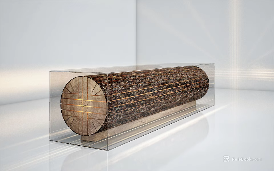 Modern Reception Desk With Transparent Glass Shell Wooden Core And Gold Decorative Lines 3d model 